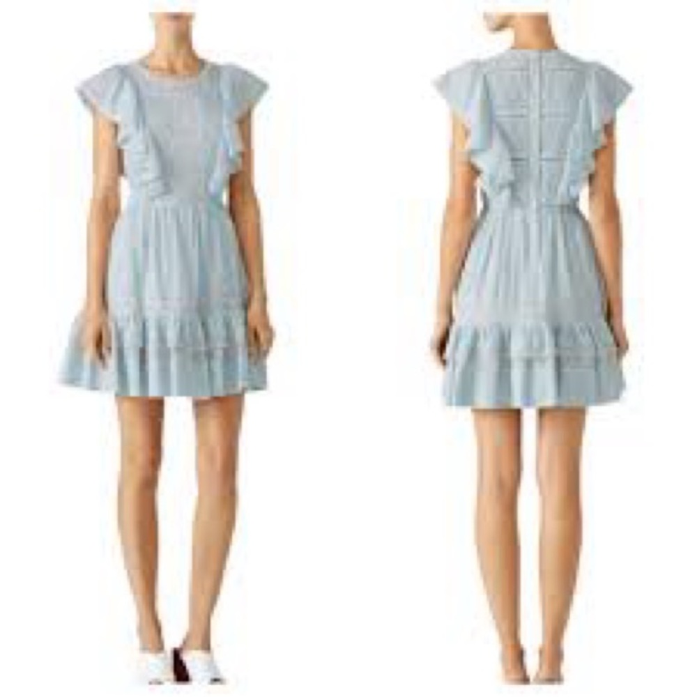 Rebecca Taylor gray blue ruffle dress, size 4